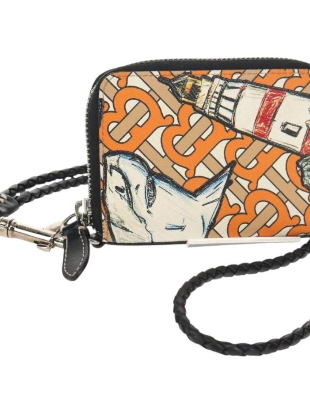 BURBERRY Coin Purse Neck Pouch PVC Beige Silve - Picture 2 of 16